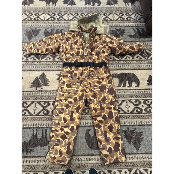 Vintage CABELAS Hunting Coveralls Jumpsuit Camo Sz mens L Large Heavy Duty Snow